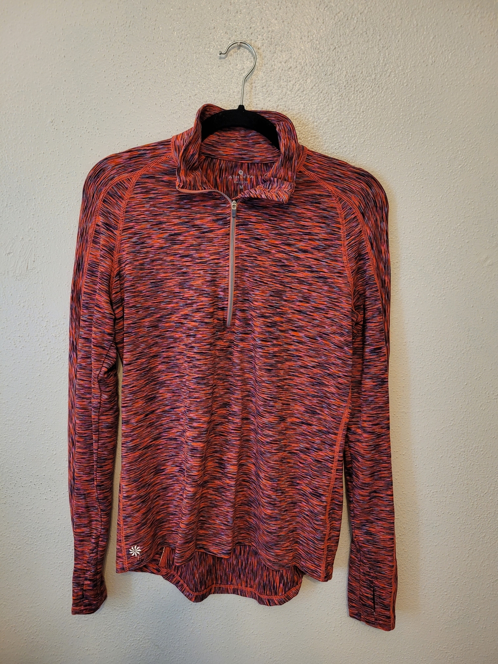 Athleta Mendoza Half Zip Pullover Space Dye Orange Purple Women's Medium - Picture 2 of 8